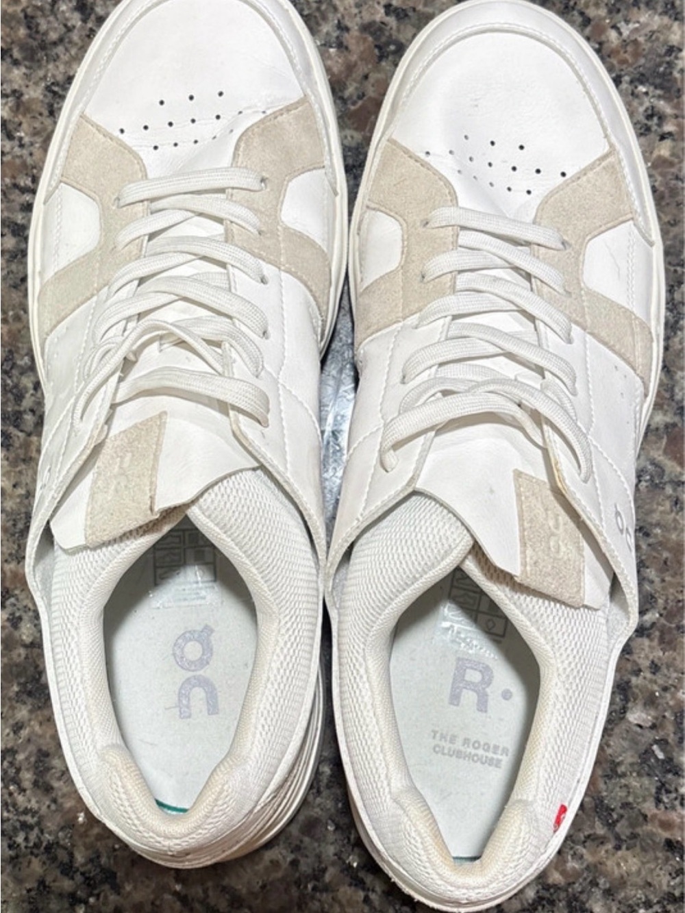 On Running Men's White and Beige Low-Top Sneakers